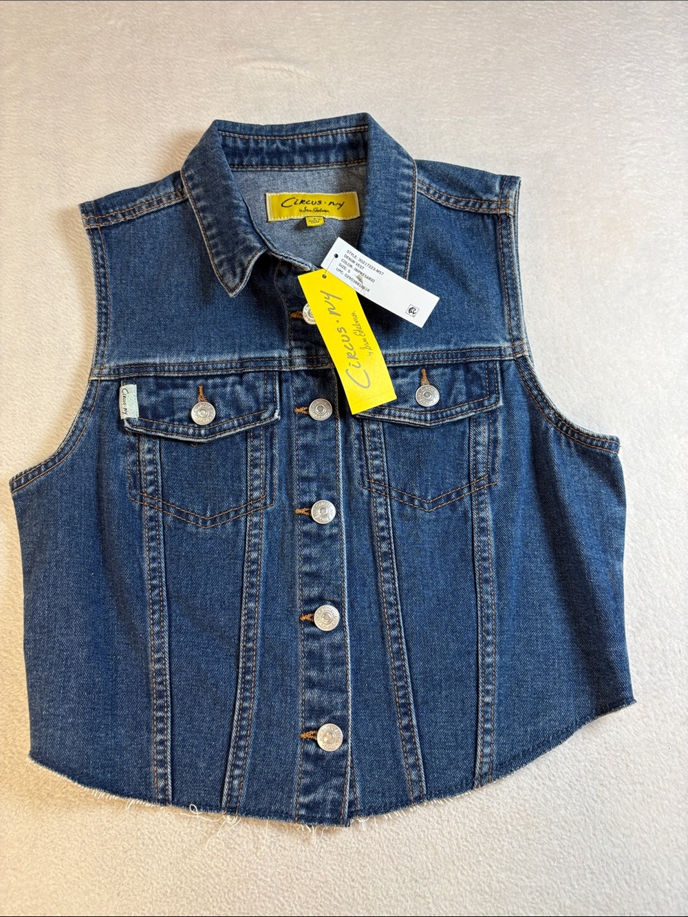Circus by Sam Edelman Blue Denim Jacket with Yellow Label